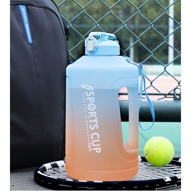 3.8L Large Capacity Men's Sports Water Bottle Tritan Material With Straw  and Lid Outdoor Gym