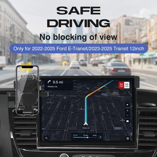 Sunsdrew Car Phone Holder for 2022-2025 Ford E-Transit/23-25 Transit Accessories,Adjustable GPS E-Transit Phone Mount ONLY for 12-inch Screen,Hands-Free Ultra Stable Air Vent Phone Stand Anti-Shake