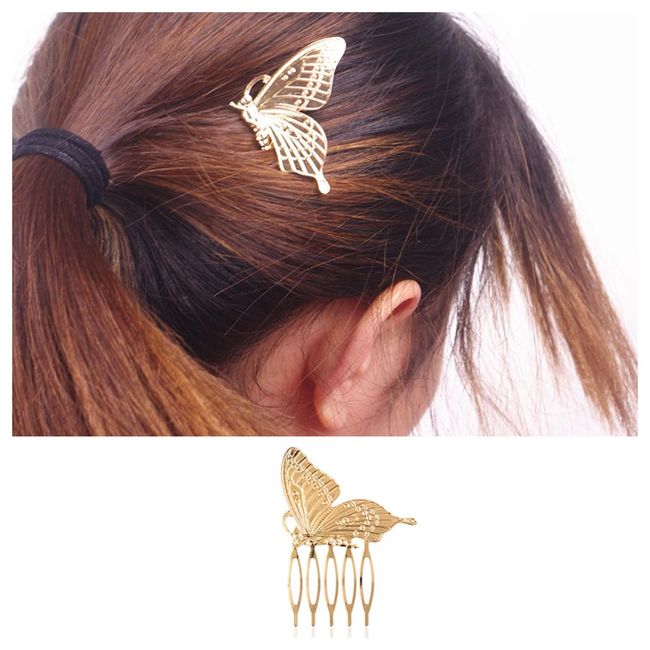 Dervivea Vintage Schmetterling Haar Kamm Gold Haar Seite Kamm Clips Retro Brautkamm Haarspange Dekorative Haar-Accessoires Für Frauen Und Mädchen Kopfschmuck