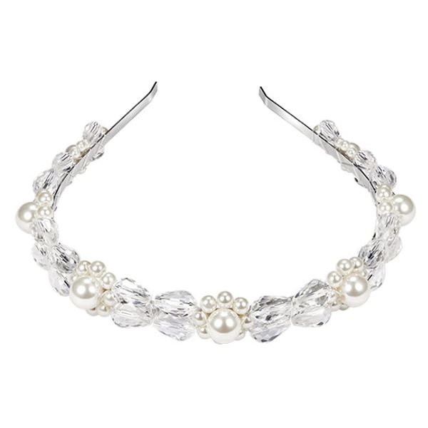 Bamboopack 1 Pack Women Crystal Pearl Headband Crystal Embellished Headband Glitter Hairband Headwear Hair Accessories for Daily Party Wedding