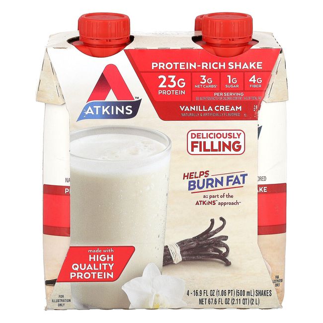 Protein-Rich Shake, Vanilla Cream, 4 Shakes, 16.9 fl oz (500 ml) Each