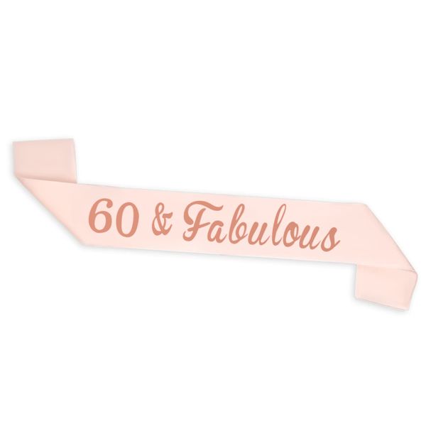 ALLY-MAGIC 60th Birthday Sash, Rose Gold 60 and Fabulous Birthday Satin Sash for 60th Birthday Decorations Women Birthday Gift Party Accessories Y5SRJD