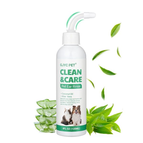 Dog Ear Rinse, Dog Ear Drops Stop Ear Infections and Itching, Pet Ear Cleaner...