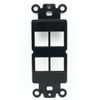 RiteAV Black Blank 4 Port Modular Insert for Keystone Jacks