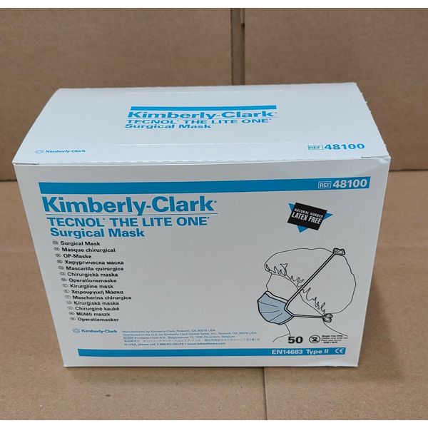 Kimberly Clark Tecnol The Lite one Tie-On Surgical masks Box of 50 masks # 48100