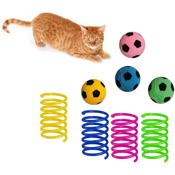 GINFH Cat Foam Ball Cat Sponge Ball Toy Cat Soccer Ball Toy (Soccer Balls&Springs)