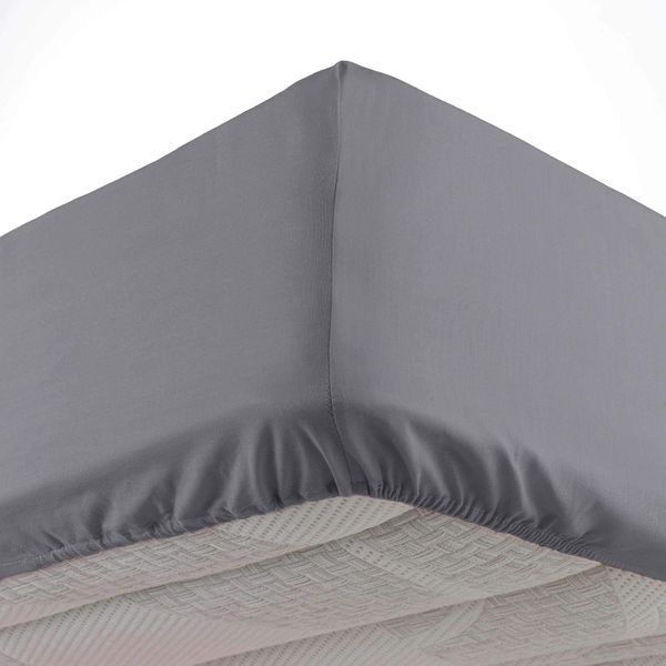 Douceur d'Intérieur Single Fitted Sheet 90 x 190 cm Microfibre Plain Oscar Anthracite 100% Polyester