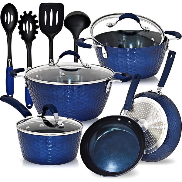 Pots and Pans 12 Piece Set, Ceramic Nonstick Induction Ready Cookware Kitchen Se