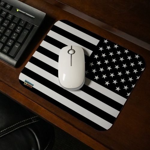 Subdued Reverse American USA Flag Black White Military Tactical Low Profile Thin Mouse Pad Mousepad