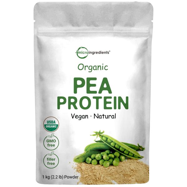 Micro Ingredients North America Grown, Organic Pea Protein Powder, 1KG (2.2 Pounds) | Plant-Based Vegan Protein, Meatless Protein Supplement, Rich in Branched Chain Amino Acids | Non-GMO, Soy Free