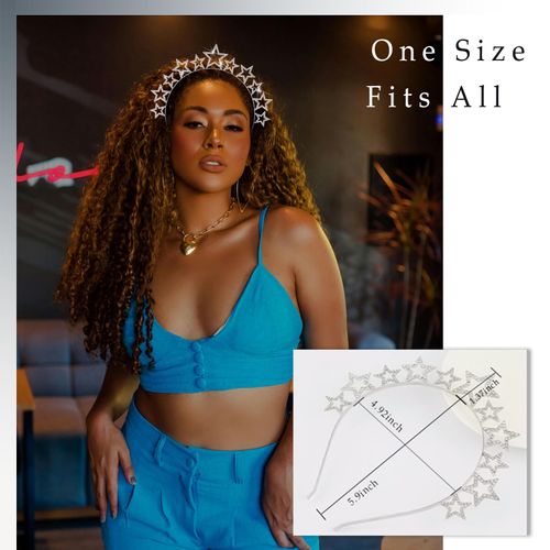 YAEISM Star Halo Crown Silver Rhinestone Stars Headband Shinny Crowns Holiday Birthday Christmas Party Headpiece 20s Outfit Hair Accessories for Women and Girls