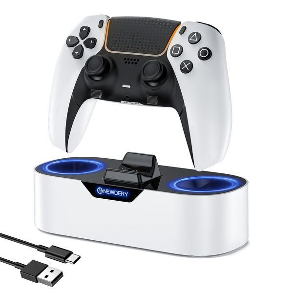 NEWDERY PS5 Controller Charging Station, Quick Charging Station for Playstation 5 Controller, Single Controller Charging Stand as Replacement for PS5 Controller and PS5 Pro Controller