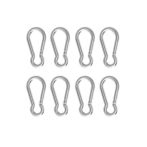 8 Pcs Small Carabiner Clip - Stainless Steel Spring Snap Hook for Bird Feeders or Dog Leash & Harness, Quick Link Keychain (M5, 50mm, Can Hold 180lbs)