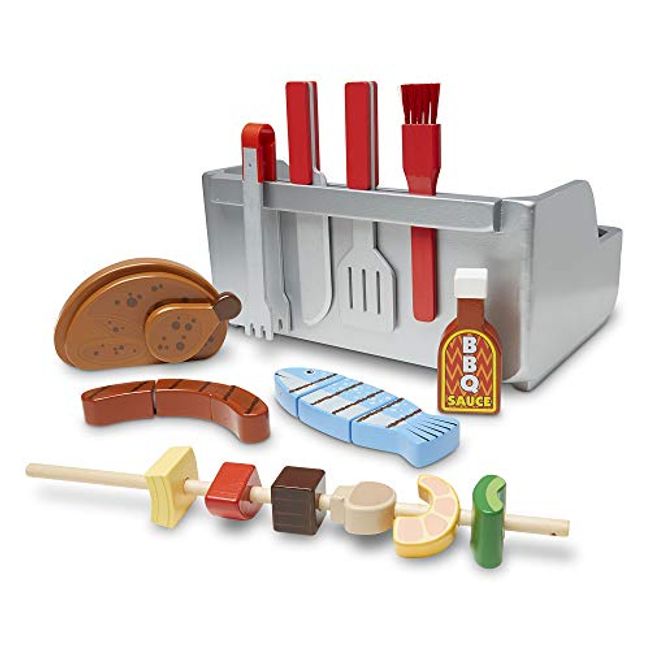 Melissa & Doug Rotisserie and Grill Wooden Barbecue Play Food Set (24 pcs)  