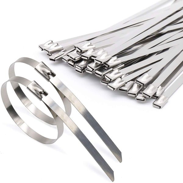 100 PCS SS304 Stainless Steel Tie,Metal Cable Ties with Rolling Self Locking,Steel Locking Ties 4.6 * 200mm