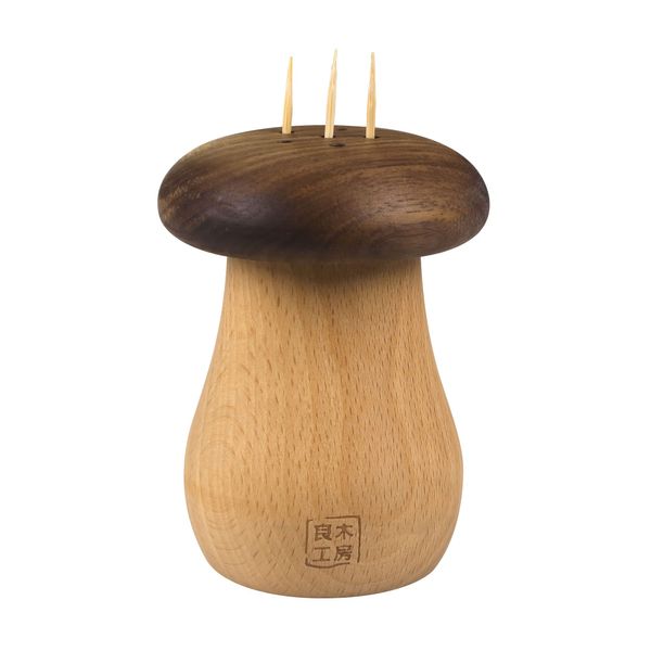 YOSHIKI YK-TMYJ Toothpick Holder, Wooden Mushroom, Toothpick Holder, Tabletop Toothpick Case, Cute, Toothpick Holder, Storage Box, Toothpick Holder, Approx. Width 2.8 x Height 3.5 inches (7 x 9 cm),