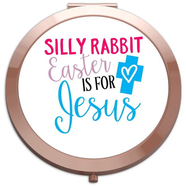 Silly rabbit Easter is for Jesus religious statement [EAST23] folding compact pocket mirror - rose gold round circle shape