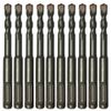 10PC 1/4" x4" Drill Bit Set SDS Plus Rotary Hammer Concrete Masonry Carbide Tip