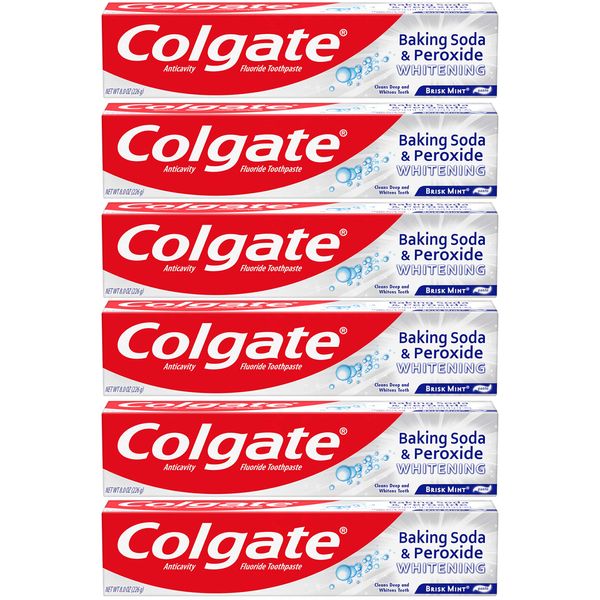 Colgate Baking Soda and Peroxide Whitening Toothpaste - 8 ounce (6 Pack)