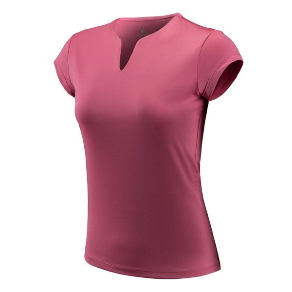 ANIVIVO Tennis Shirts for Women Short Sleeves, Solid Golf T Shirts V-Neck Running Shirts(Pink,L)