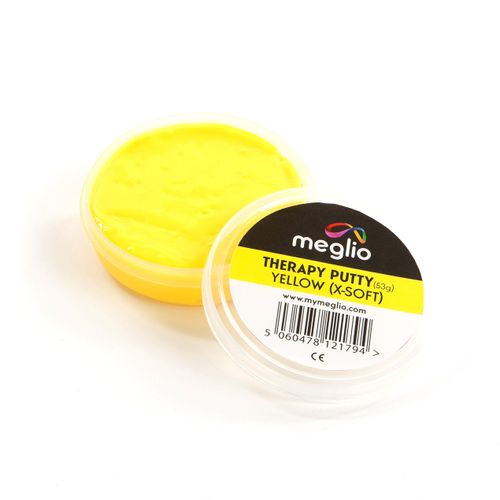 Meglio Hand Therapy Putty - Strength Training & Stress Relief, Hand Exercise Putty for Adults & Childrens, Variable Resistive Strength | (Yellow X-Soft, 53g)