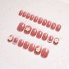 mallnoo 24 Pieces Nail Tips Elegant Salmon Pink Pearl Floral Cute Girls Nails