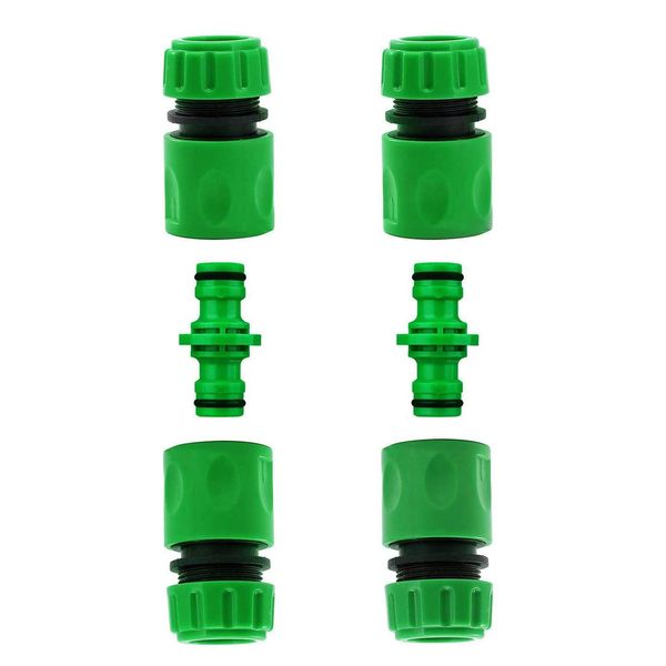 CaLeQi 2PCS Double Male Hose Connectors & 4PCS End Quick Connectors for Hose Pipe fitting 1/2" Plastic Tap Connector