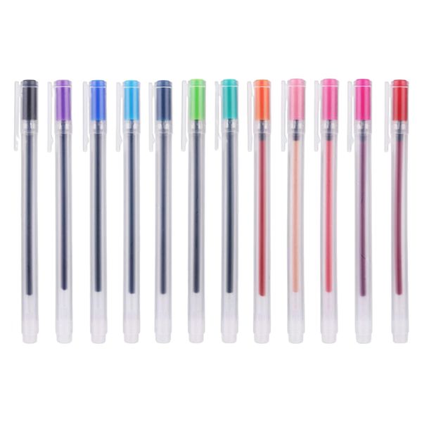 12-Color Gel Pen Set, Colored Gel Pen, 0.5mm Fine Tip Ballpoint Pen, Unprintable Gel Pen, Frosted Transparent Gel Pen, Suitable for Writing, Painting, and Office Work.