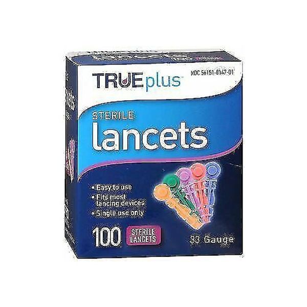 Trueplus Single Use Sterile Lancets Fits Most Lancing Devices 33G 100 Ct 3 Pack