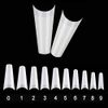 Mwoot 500Pcs Coffin Ballerina Fake Nail Tips Set, Full Cover French Acrylic False Nails Half Tips for Nail DIY Salon Manicure Extension, 10 Sizes (Natural)