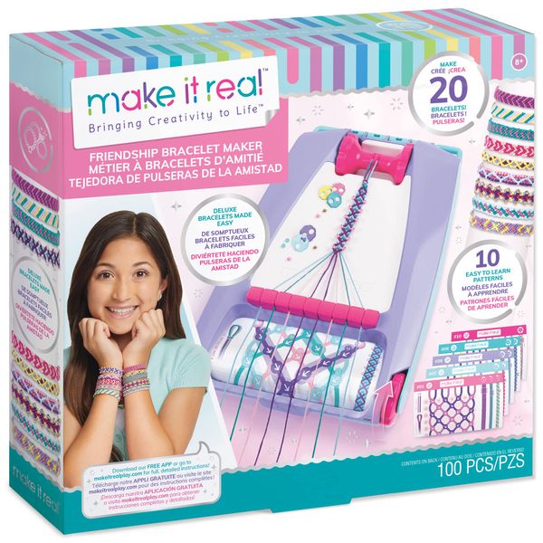 Make It Real Friendship Bracelet Maker Kit - Craft Up to 20 Stylish Bracelets with 100 Beads & Threads - Fun DIY Jewelry Set for Girls & Tweens - Develop Creativity Skills - Gift for Kids Ages 8