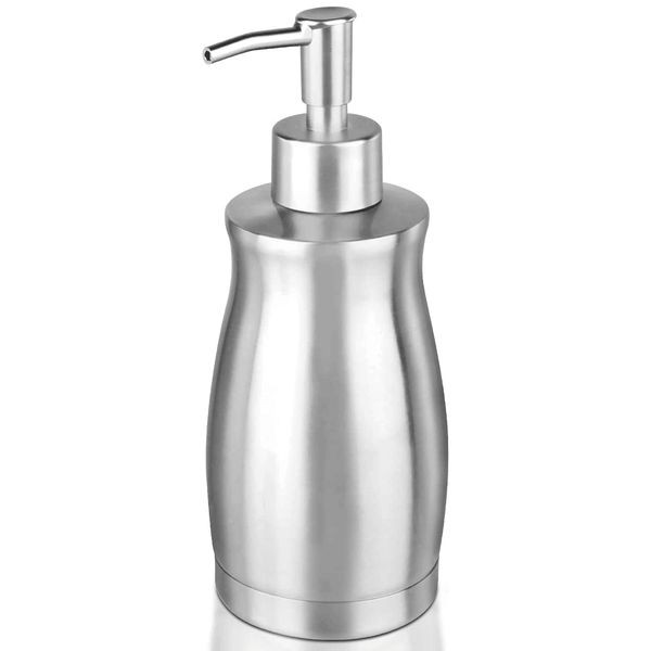 BabyElf Soap Dispenser Stainless Steel, 400ml Lotion Dispensers, Hand and Dish Soap Dispenser for Kitchen & Bathroom, Refillable Bottle with Pump