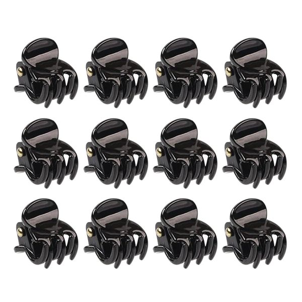 Haobase Pack of 12 Black Plastic Mini Hair Clips Hair Clips for Women Girls Hair
