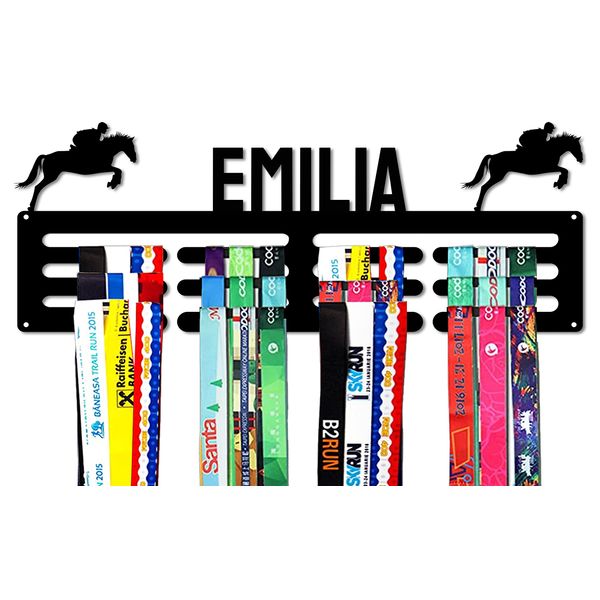 POEM Studio Medal Hanger Holder Display Rack for Awards Ribbons - Personalized Sports Themed Race Ribbon Holder for Wall- Medal Hanger Display Award Rack - Custom Metal Hanger Display