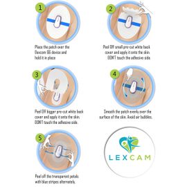 Lexcam Adhesive Waterproof Patches Pre-Cut for Dexcom G6, Color Clear (30)