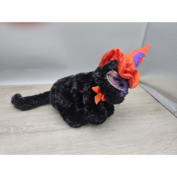 Halloween Witch Cat Dan Dee Black 8" Plush Stuffed Animal Toy Masquerade Mask