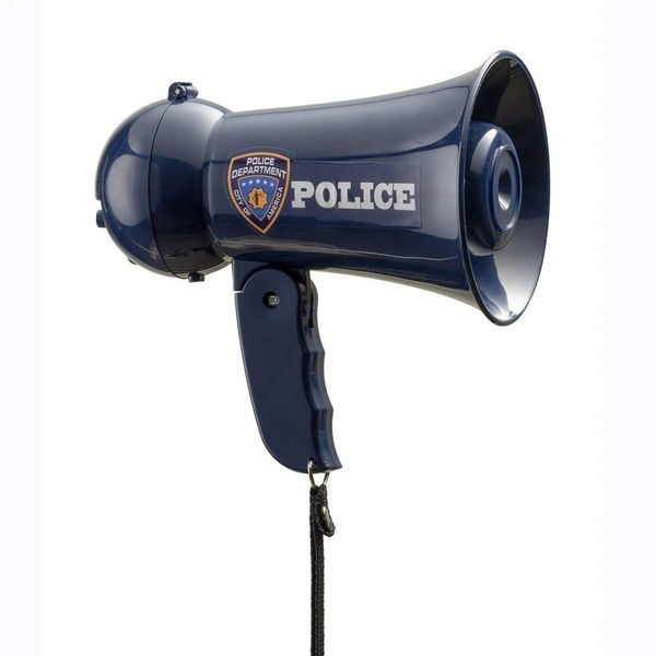 Dress Up America Pretend Play Police Officer's Megaphone with Siren Sound For Kids – Role Play Kids Bullhorn with Siren Sound and Handheld Mic Toy