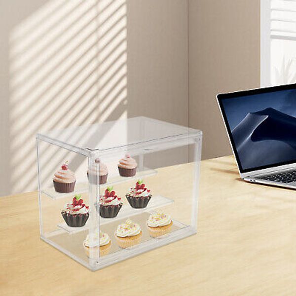 Compact 2-Tier Display Shelf,Clear Cake Cupcake Bread Storage Box Display Case