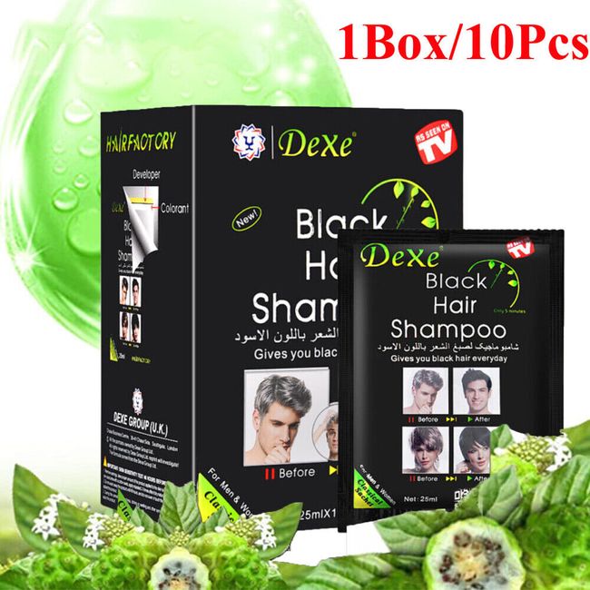 10 PCS Dexe Black Hair Shampoo Instant Hair Dye for Men Women Black Color