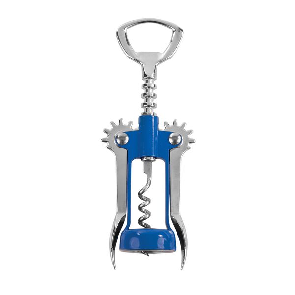 True Soar Winged Corkscrew Wine Opener - Self Centering Worm, Stainless Steel, Manual Wine Bottle Opener, Blue