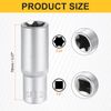 HARFINGTON 2pcs E-Torx Socket 1/2" Drive E24 External Torx Deep Socket CR-V 6 Point Spline Socket External Torque Star Female Bit Socket for Auto Repairs Home Maintenance DIY Hand-making