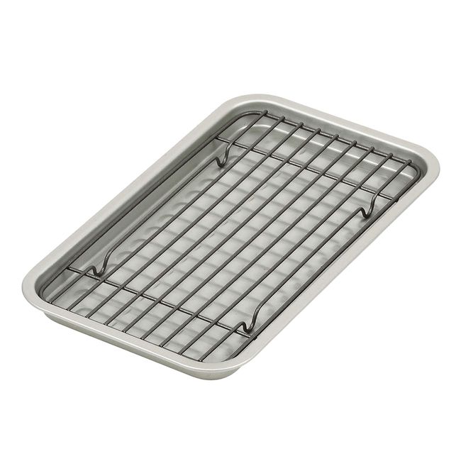 Pearl Metal Bakeware Silver 9.6 inches (24.5 cm) Wide Fluorine Toaster Plate Set HB-4511