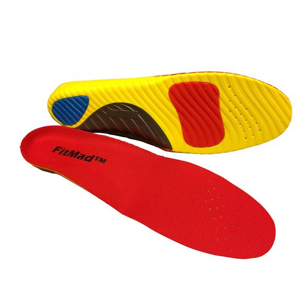 FitMad® Sports Insole - Advanced Orthotic Arch & Heel Support - Shock Absorption Insoles Full Length. (8-9 UK)