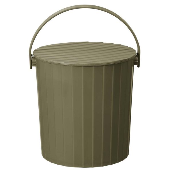 Shinki Synthetic Dragonfly Sitting Bucket with Lid, 10 Liter, Khaki Green, Width 10.8 x Depth 10.2 x Height 10.6 inches (27.5 x 26 x 27 cm), Outdoor, Durable, Made in Japan