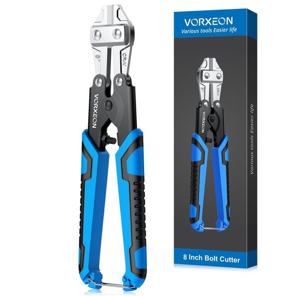 VORXEON 8 Inch Mini Bolt Cutter Chrome Vanadium Steel Blade for Fence Wire Cables Chains Small Screws Wire Cutters with Soft Anti-Slip Handle