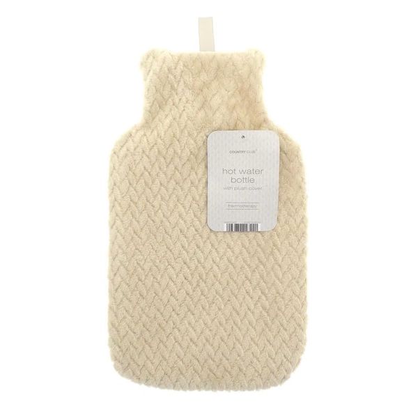 Lattice Textured Fleece 2L Hot Water Bottle (Buttermilk Cream)