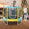 Mini Jumping Kids Double-Layer Structure Trampoline w/ Metal Frame Enclosure Net