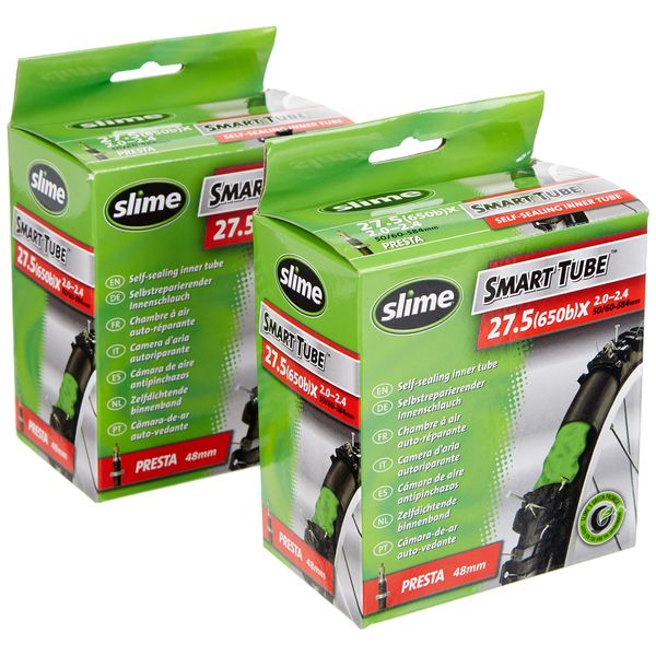 Slime Smart Tube Self-Sealing Inner Tube 27.5 x 2.0-2.4 650B Presta Valves, Pack of 2