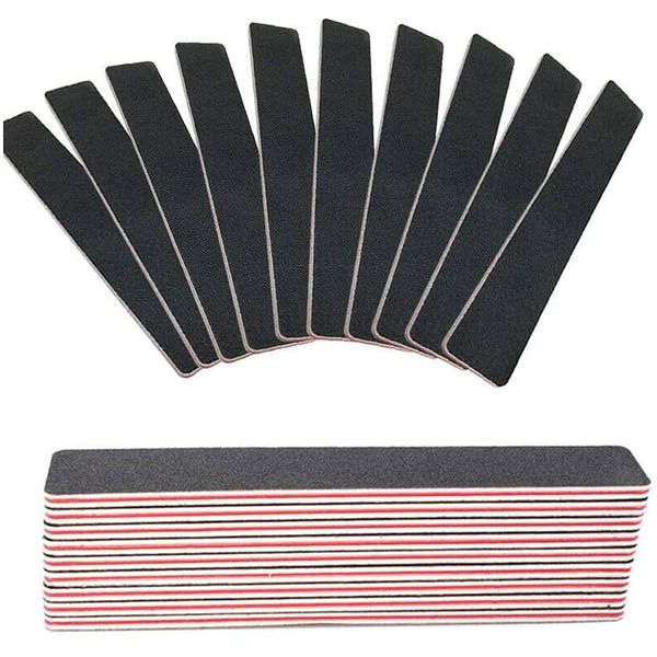 10 x Nail Files 100/180 Grit Professional Rectangle Emery Board Buffer Black Gel Tips Black Curve Buffing Buffer Professional Pro Sanding Blocks Square