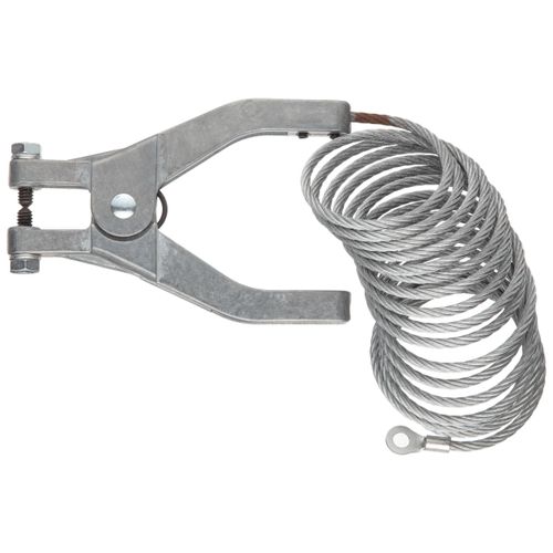 Justrite 3' Antistatic Ground Wire, Flexible Grounding Cable with C Clamp & Hand Clamp Ends, Made in The USA, 08498